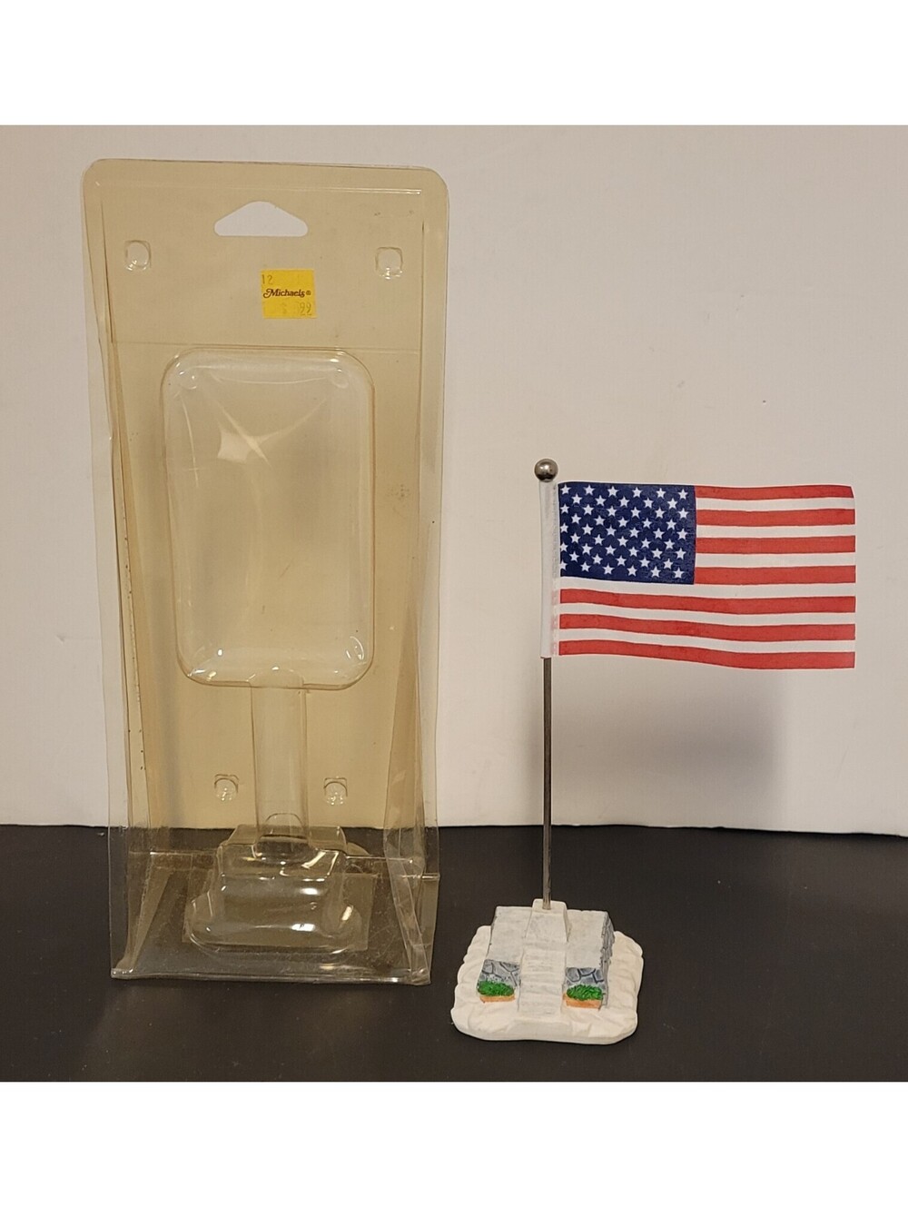 Vintage 8" Lemax 1996 American Flag Pole Holidays & Seasons Patriotic #64150